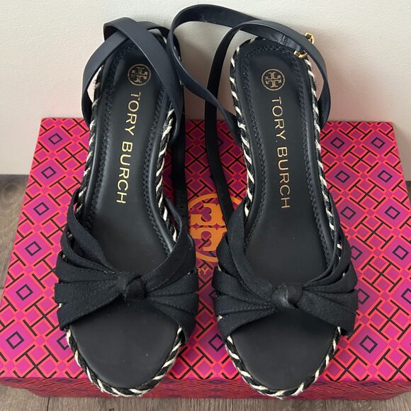 Tory Burch Fisherman Wedge Sandals – Size 6.5 - Picture 1 of 5